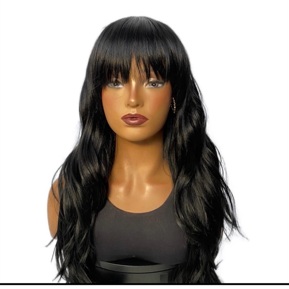 11. SHY| LONG DARK BROWN WAVY BANG WIG